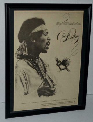 Jimi Hendrix 1975 Crash Landing Framed Promotional Poster / Ad