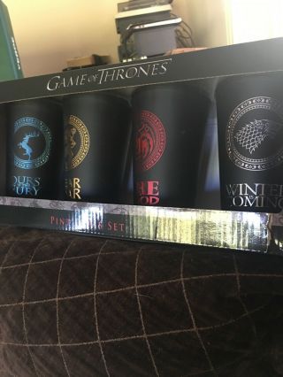 Game Of Thrones Houses Pint 4 Glass Set Baratheon Lannister Targaryen Stark