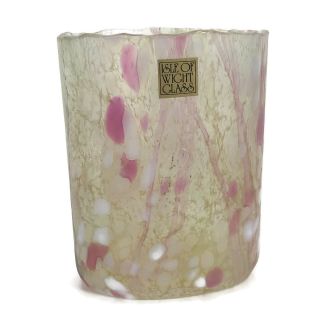 Vintage Isle Of Wight England Studio Art Glass Oval Vase Opalescent W/ Label U6