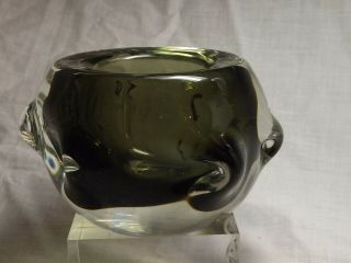 Carl Erickson Glass Rare Pulled Pundits Vase/bowl Charcoal Smoke Color