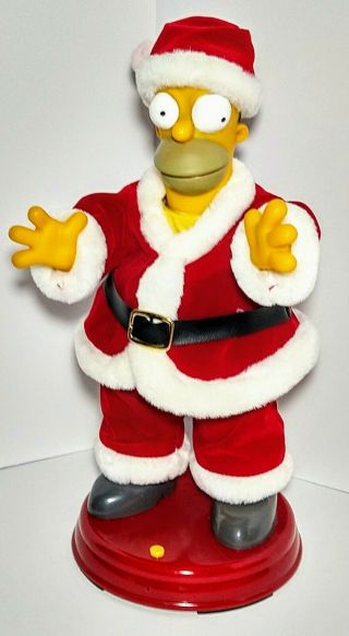 Vintage Homer Simpsons Large Talking And Dancing Santa Christmas Animated Gemmy