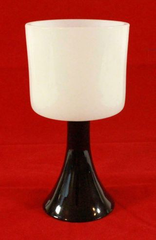 Black Amethyst Hand Crafted Art Glass Flower Vase Candle Holder White Glass