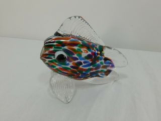 Vintage Blown Art Glass Paperweight Of A Fish Signed On Bottom Judith Konesni