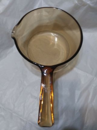 Vintage Corning Ware Amber Vision 1l Sauce Pan With Pouring Spout And Lid
