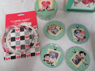 3 I LOVE LUCY KITCHEN ITEMS 4 COASTERS,  TV REMOTE CONTROL HOLDER,  SIGN NIB NOS 2