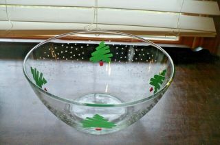 Arcoroc France Christmas Tree Confetti Round Glass Serving Salad Bowl