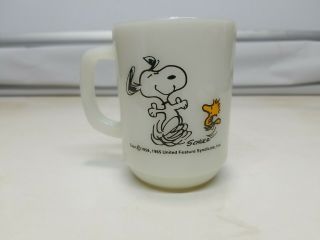 Fire King Snoopy Woodstock Coffee Mug Cup Anchor Hocking Pure Joy 1965