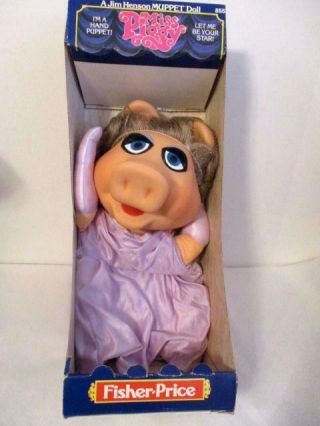 Vtg Fisher Price Jim Henson Muppets Miss Piggy Hand Puppet W/box 855