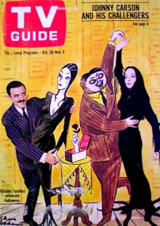 Tv Guide 1965 The Addams Family John Astin Carolyn Jones Halloween Issue Vg - Ex