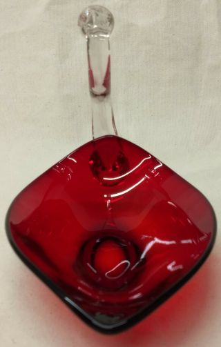 Duncan & Miller Pall Mall RUBY RED Elegant Art Glass Crystal Neck Dish SWAN BOWL 2