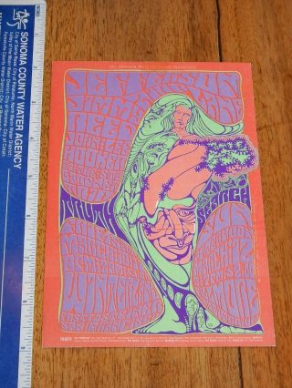 1967 Jefferson Airplane Winterland Fillmore Concert Postcard Bg 54,  Wes Wilson