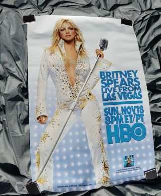 Britney Spears Live From Las Vegas 2001 27 X 40 Hbo Promo Poster Rare