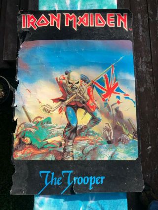Vintage Iron Maiden The Trooper Felt Black Light Poster 1984 Heavy Metal