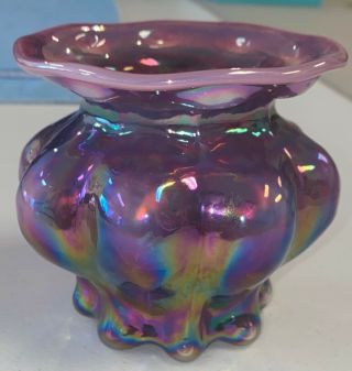 Gibson Art Glass Carnival Vase 4” Marked Quality