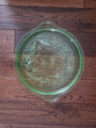 13 " Vintage Green Depression Glass Cake Plate/platter
