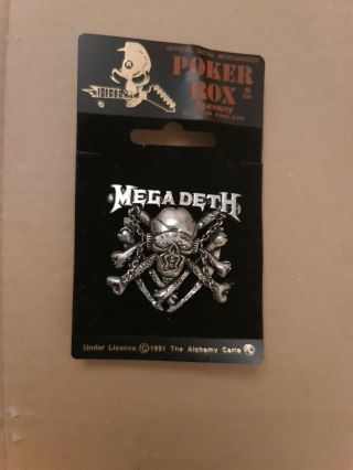Megadeth Shield Alchemy Poker Rox Pewter Pin Badge Clasp Rare Deadstock