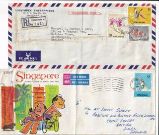 Nn4466 Singapore 9 Different Stamped Covers Postcard Mainly 1960s