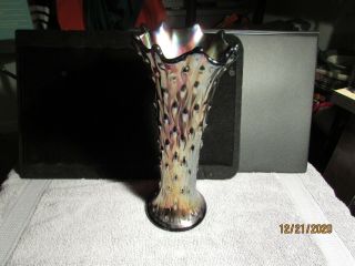 Northwood Carnival Glass Tree Trunk Vase Purple 10 Inchestall Color