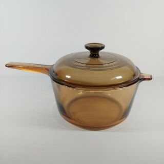 Vision By Corning Amber Glass 2.  5 L Sauce Pot With Pyrex Lid V - 2 1/2 - C
