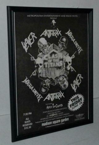 Slayer 1991 Anthrax Megadeth Clash Of Titans N.  Y.  Msg Promo Concert Poster / Ad