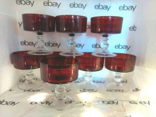 8 Ruby Red Champagne Dessert Glasses Arcoroc Luminac France Footed 6 Oz 31