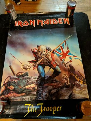 Vintage 1984 Iron Maiden Poster The Trooper By Derek Riggs 34x23 Vtg