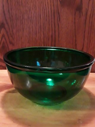 Vtg Anchor Hocking Forest Green 2 - Qt Mixing Bowl 8.  25 In.  Rolled / Lip Edge