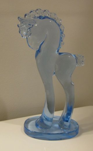 Paden City Glass Blue Tall Pony Horse