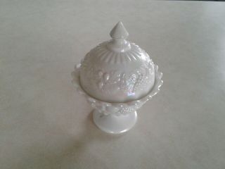 Vintage Westmoreland Milk Glass Della Robbia Mother Of Pearl Candy Dish Dome