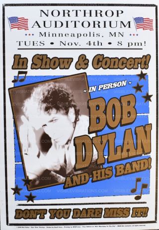 Bob Dylan Concert Poster Mn Blue 2008