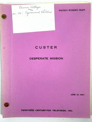1967 Custer: Desperate Mission Vintage Television Script Western Tv Show Rare