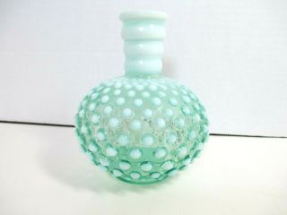 Vintage Fenton Hobnail Opalescent Green Perfume Bottle/vase No Stopper
