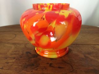 Vintage Czech Multicoloured Spatter Splatter Glass Vase 4 " H Wh - 16