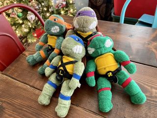 Vintage Tmnt Complete Set Of 4 Plush Stuffed Playmates 1988 Ninja Turtles