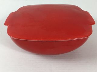 Vintage Pyrex Milk Glass Red White Ovenwear Lid Made In Usa 1.  5 Quarts Bowl