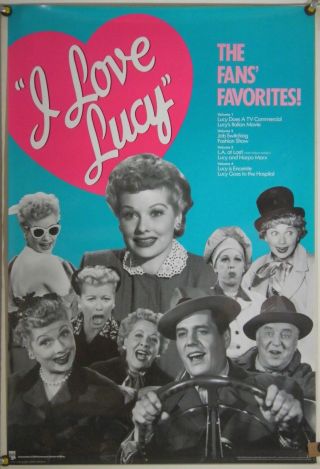 I Love Lucy Rolled Orig Cbs Fox Video Poster Lucille Ball Desi Arnaz (1989)