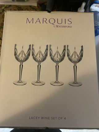 Marquis By Waterford Lacey Wine Glass Set Of 4.  (retail $100. ) Never Opened