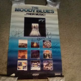 1978 The Moody Blues Signed Autographed Their Music London Records Tapes Poster