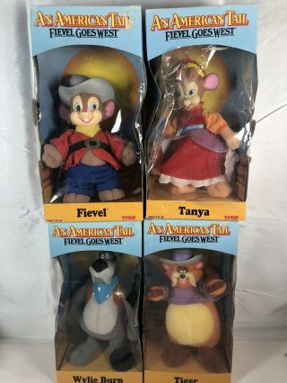 1991 Tyco An American Tail Fievel Goes West - Complete 9” Doll Set (poor Boxes)