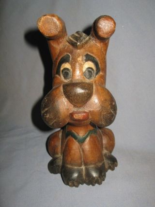 Antique Vintage Walt Disney Wooden Dog Toy 1920 