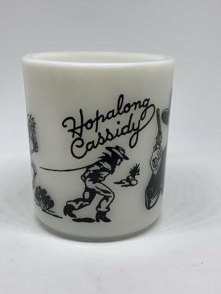 Vintage 1950 ' s Hopalong Cassidy Cowboy Hazel Atlas Milk Glass Child ' s Mug Black 2