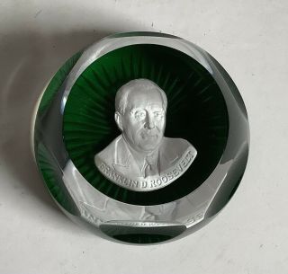 Baccarat Franklin Paperweight Teddy Roosevelt Cameo 1978