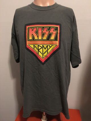 Vintage Kiss Army Shield Logo T - Shirt Xl 90 