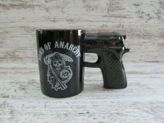 Sons Of Anarchy Coffee Cup Soa Mug Pistol Grip Gun Handle Grim Reaper Skull Nwot