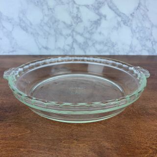 Vintage Pyrex Deep Dish Pie Plate 229 Clear Glass Scalloped Edge With Handles