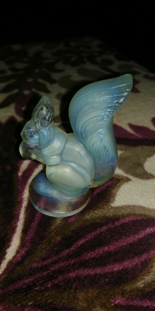 Sabino French Art Glass Opalescent Crystal Squirrel Eating Nut Figurine