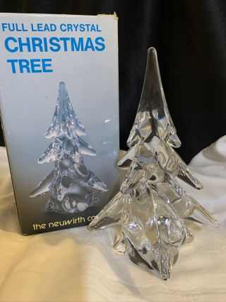 Vintage Full Lead Crystal Christmas Tree 8” Tag,  Box,  Department Store Gr Mi Tag
