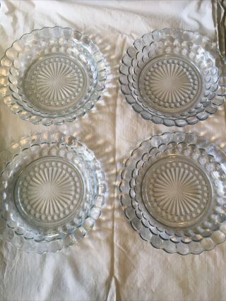 Vintage Anchor Hocking Glass - Blue Bubble - 4 - Soup Bowls - 8 Inches