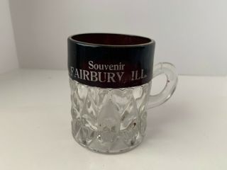 Greentown Glass Clear Shuttle Mug Souvenir Ruby Flash Eapg
