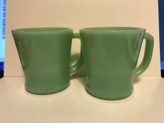 2 Vintage Fire King D - Handle Mugs/cups,  Oven Ware,  30 & 36,  Jadeite